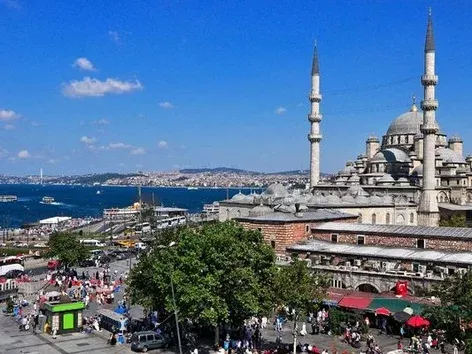 Moderner Arbeitsbereich im Heimbüro mit Laptop, Pflanze und Schreibwaren auf dem Schreibtisch